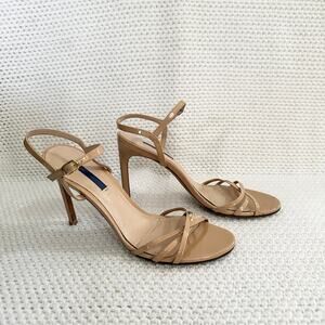 Stuart Weitzman Starla 105 Beige Patent Strappy Stiletto Dress Heel Sandals 11